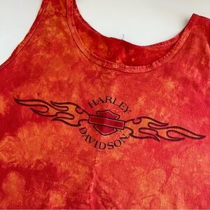 Harley Davidson Men’s Orange Tie Dye Savannah GA Tank Top XXL 2002‎ motorcycle